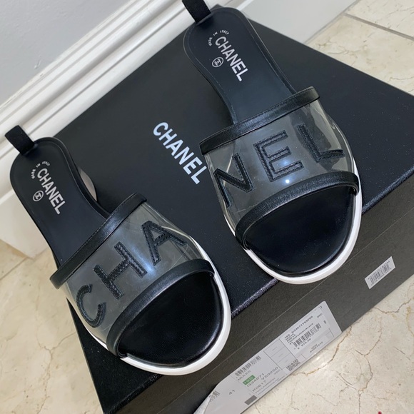 CHANEL Black PVC Transparent Heel Mules 41C - Picture 4 of 6